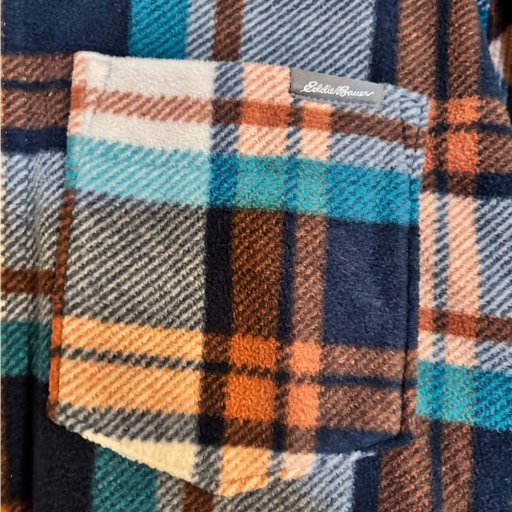 Eddie Bauer Men’s Fleece Plaid Button Up Shirt
 - Size Large - Picture 5 of 5
